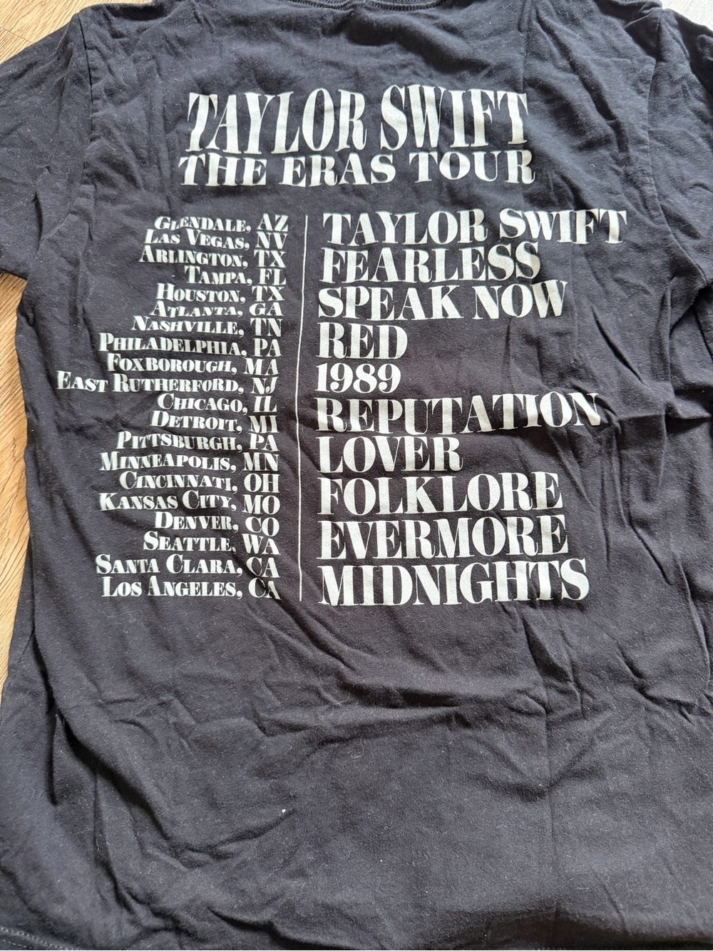 Taylor Swift Eras tour Black Tour Graphic Tee with White Print 0011 - Picture 5 of 5